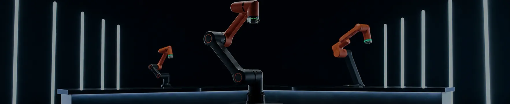 Industrial robotic arms representing Hanwha’s advanced automation and robotics solutions.
