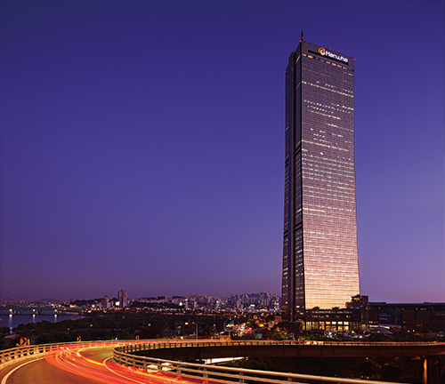 Hanwha Life's headquarters sits atop the landmark 63 Building in Yeouido, Seoul, Korea.
