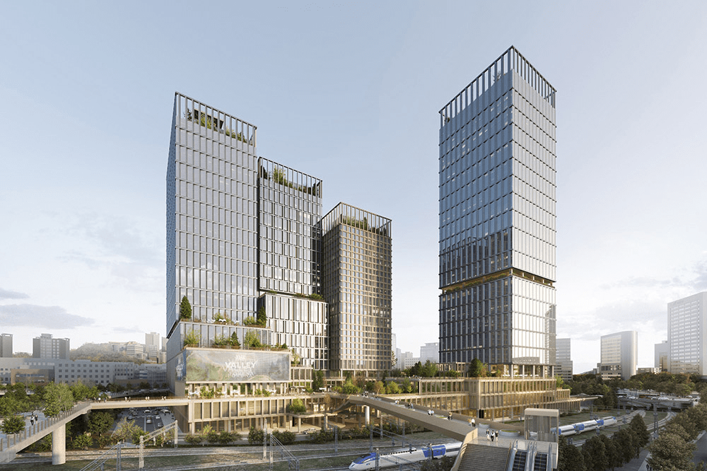 The area north of Seoul Station is redeveloped into a business district