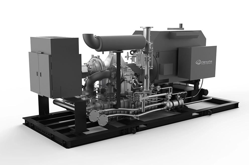 Industrial gas compressor package developed by Hanwha Power for power generation and energy applications