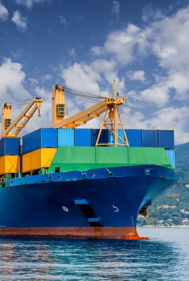 A container ship transporting goods.