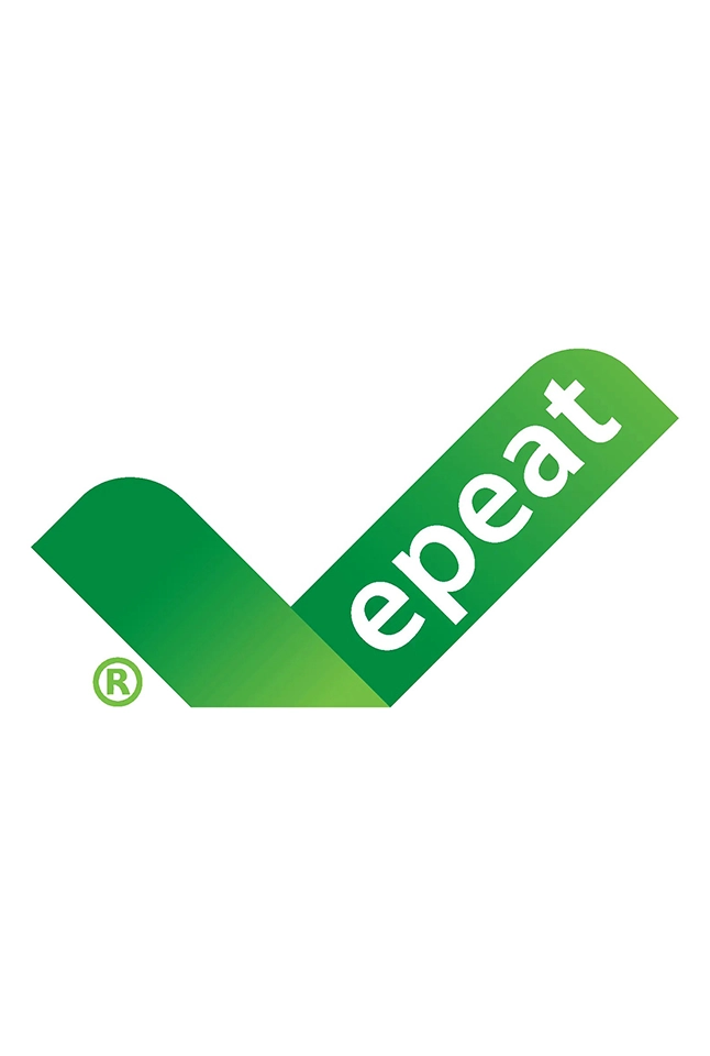 The official EPEAT certification logo, which is a green check mark featuring the anacronym “EPEAT.”
