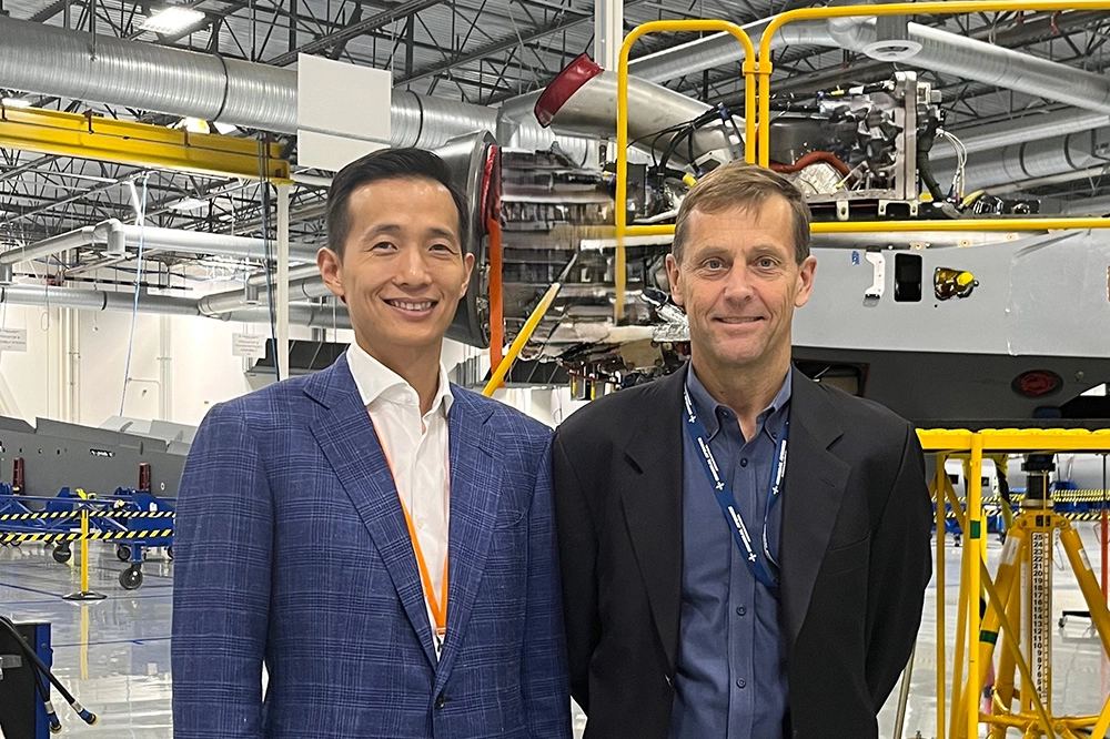 Dong Kwan Kim, vice chairman of Hanwha Group, and Linden Blue, CEO of GA-ASI
