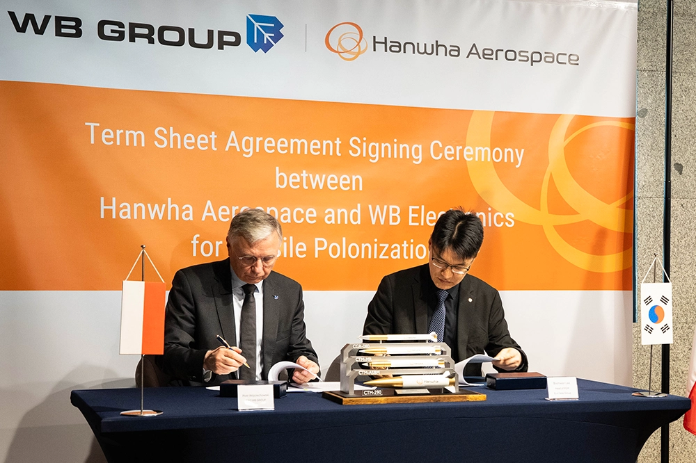 WB Group and Hanwha Aerospace sign term sheet agreement for the guided missile joint venture.