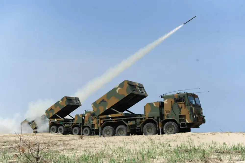 Chunmoo multiple rocket launcher system during a live-fire exercise