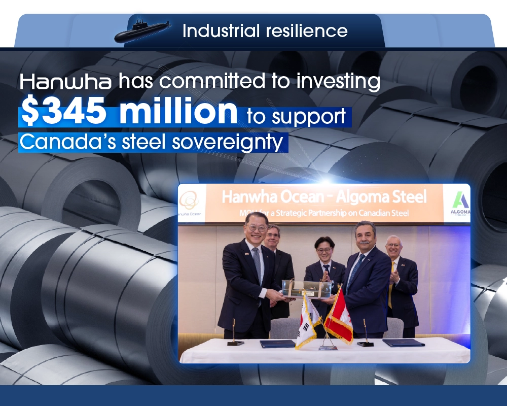 Hanwha has committed to investing $345 million to support Canada's steel sovereignty.