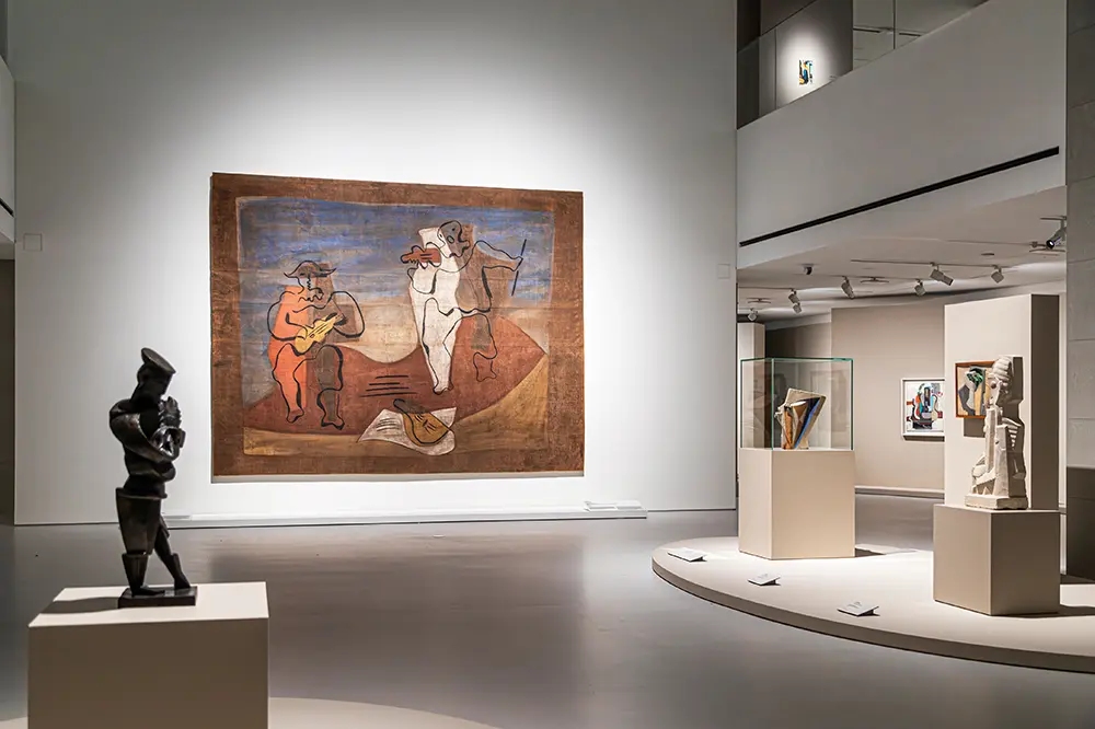 Exhibition hall with cubist artworks on display at Centre Pompidou Hanwha 