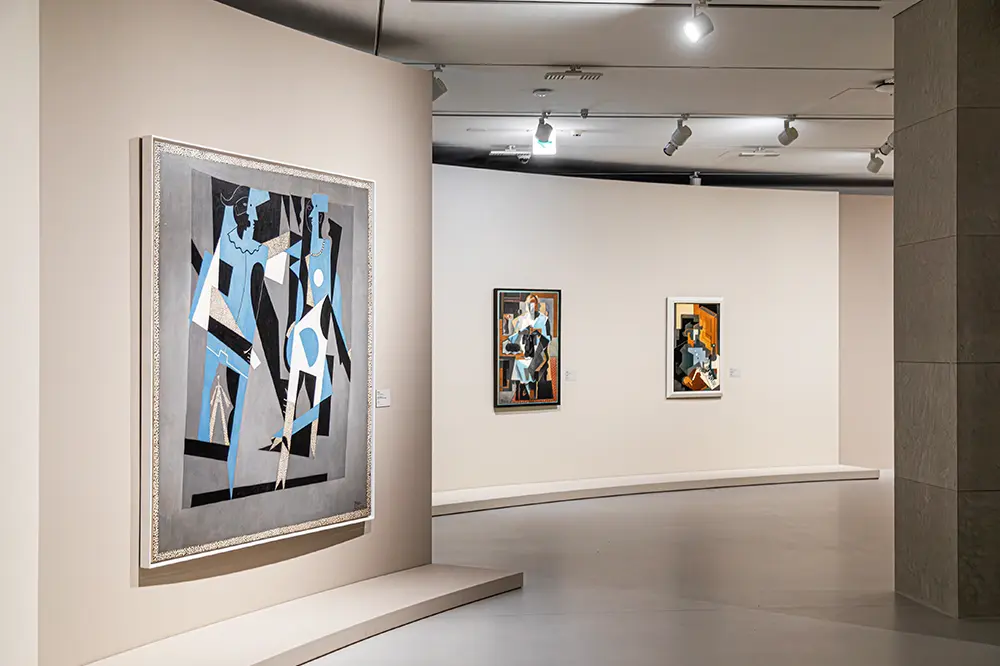 Exhibition hall with cubist artworks on display at Centre Pompidou Hanwha 