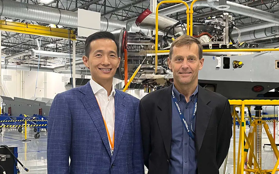 Dong Kwan Kim, vice chairman of Hanwha Group, and Linden Blue, CEO of GA-ASI