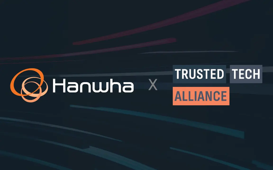 Logos for Hanwha and the Trusted Tech Alliance